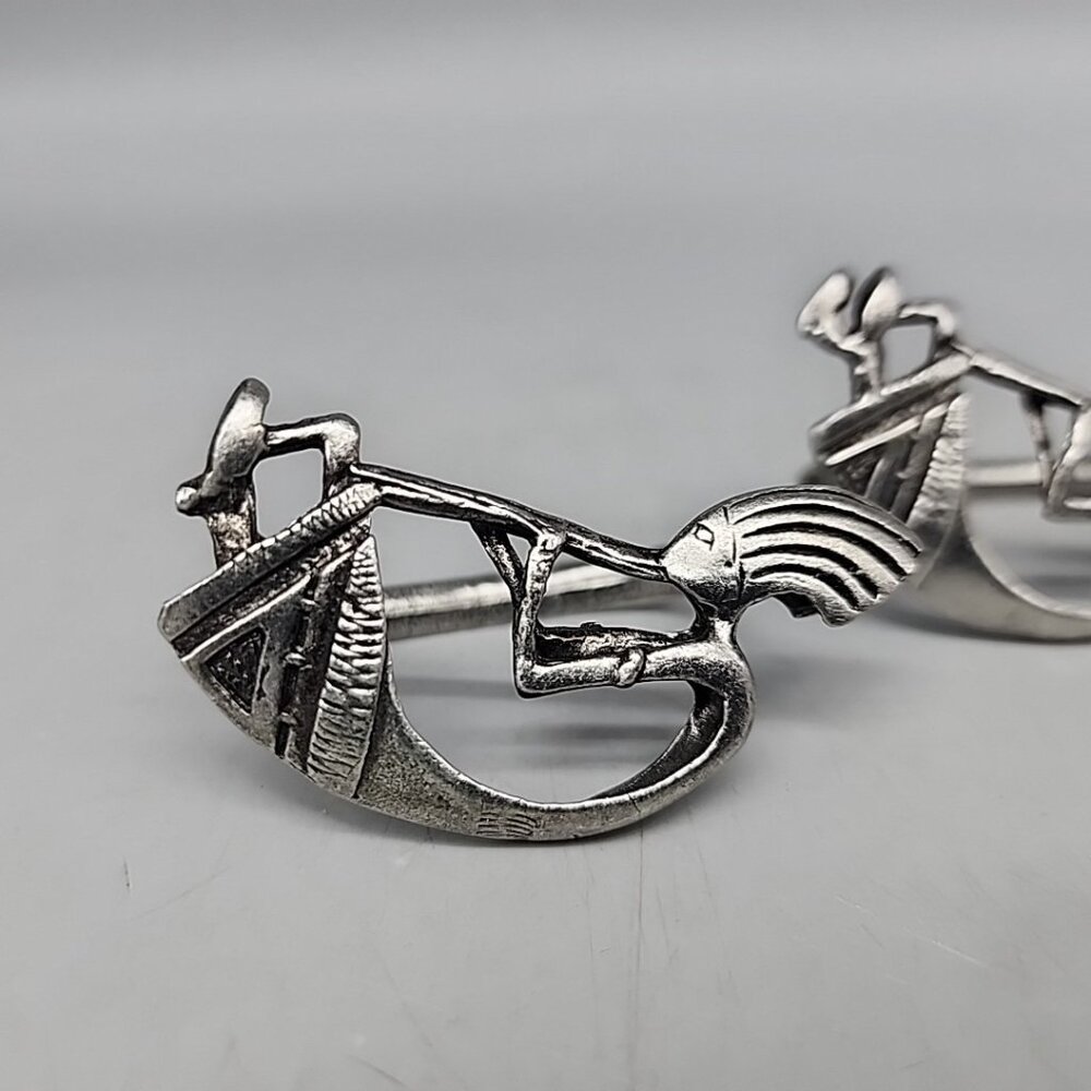 Set of 4 Kokopelli Napkin Rings Native American SW Spirit Dancer Silver Metal